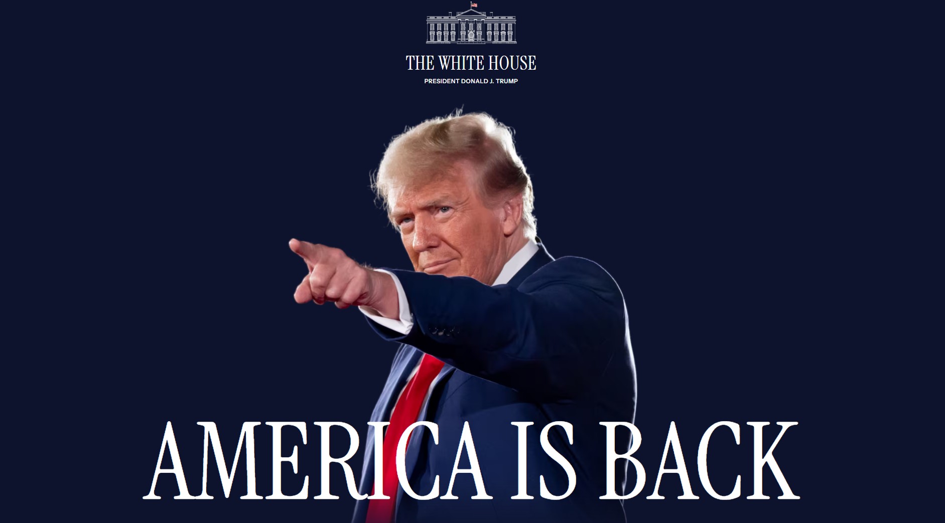 'America is back': site da Casa Branca muda e passa a exaltar Trump